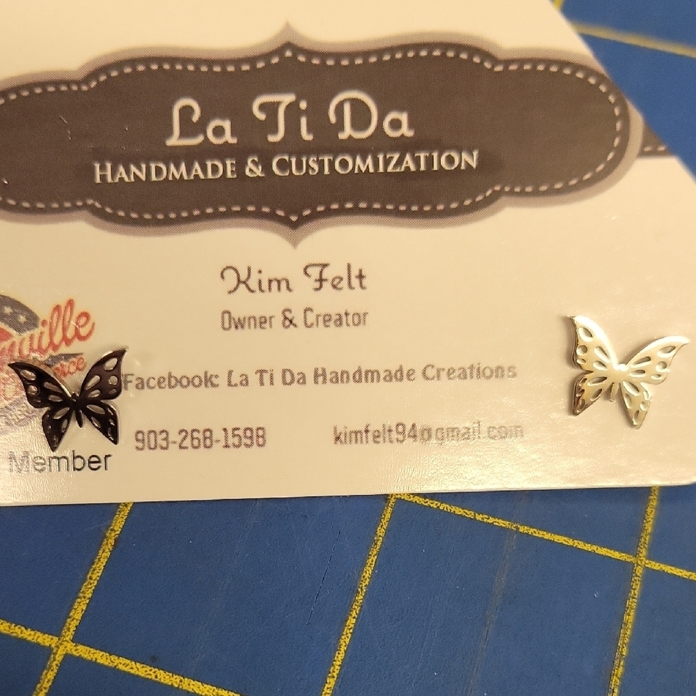 La Ti Da Butterfly Stud Silver Tone Earrings